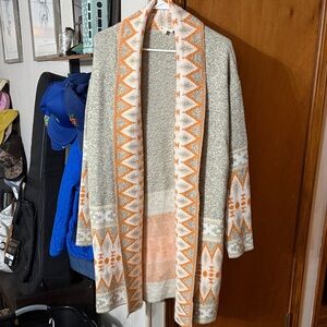 BiBi Gray and Orange Patterned Cardigan